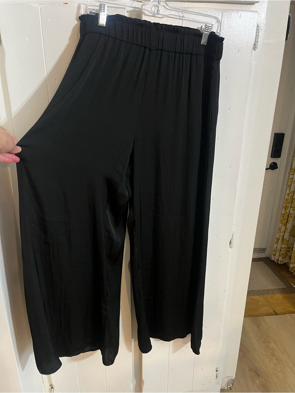 Zara Black Elastic-Waist Wide Leg Pants